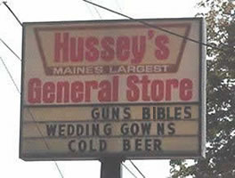 Guns, Bibles, wedding gowns, and beer!