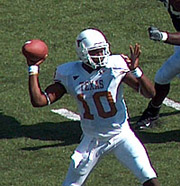 Vince Young attempts a pass against Baylor