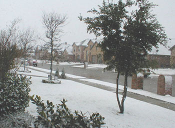 Snowy neighborhood